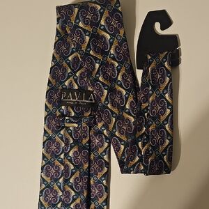 Pavilla Geometric Tie - Blue and Gold